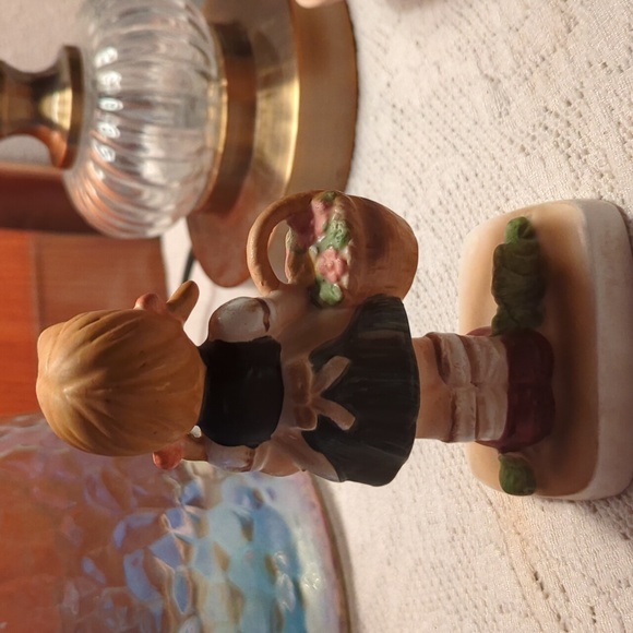None Accents Vintage Fake Hummel Girl Figurine With Flower Basket
